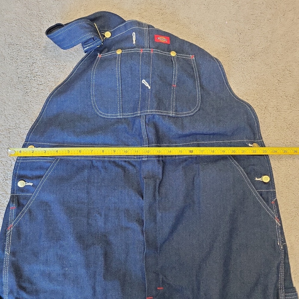 Dickies Dungarees Adult 42x32 Blue Overalls Denim Bib Work Wear Carpenter Men - Picture 6 of 11